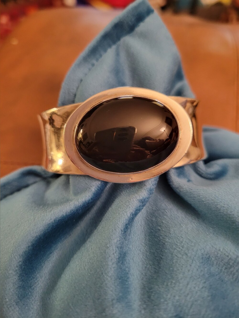 .925 Silver Native AmericCuff Bracelet with Black Onyx